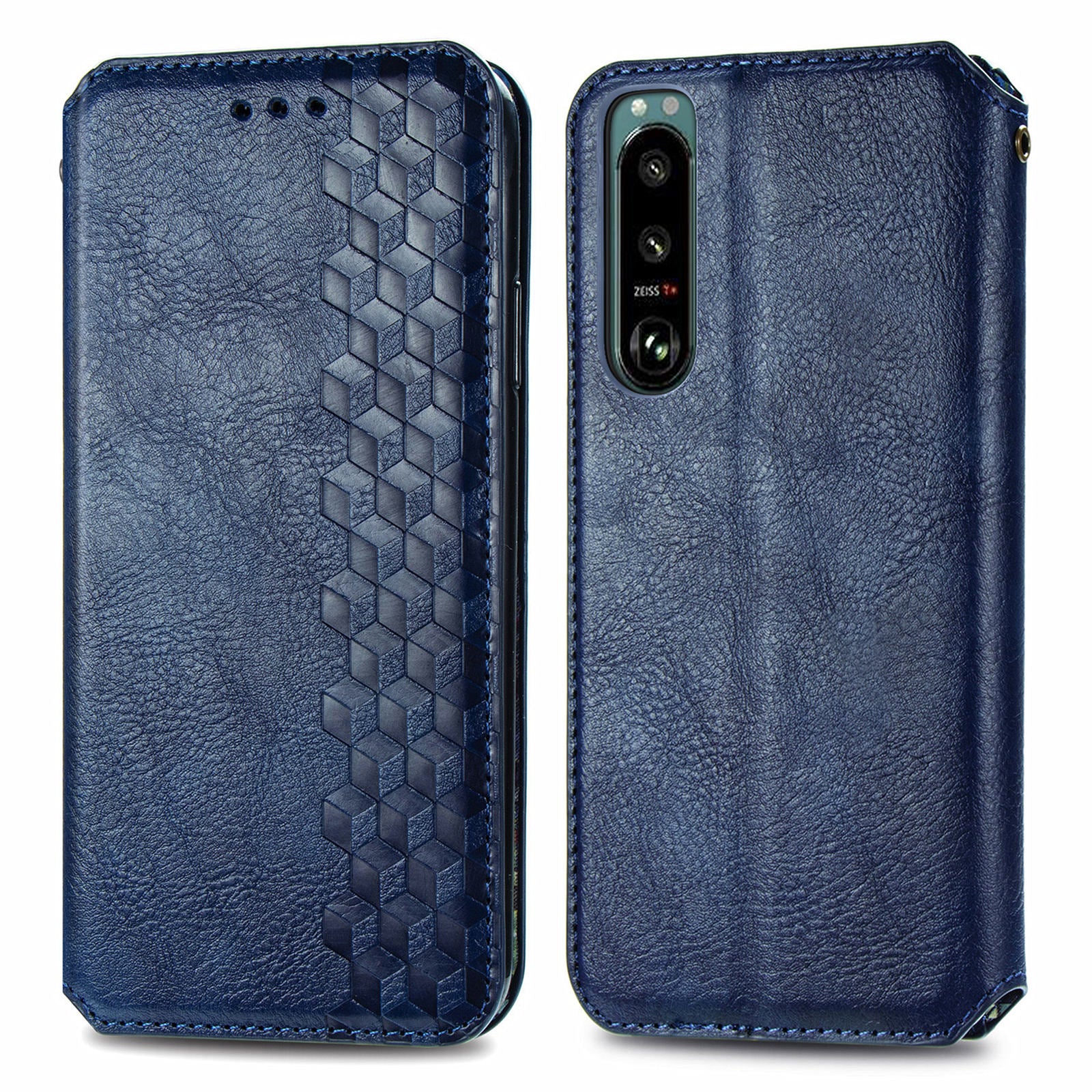 Magnetic Closure Protective Phone Cover For Sony Xperia 5 IV 5G Drop-proof Rhombus Imprinted PU Leather Phone Case Wallet with Foldable Stand Magnetic Closure Protective Phone Cover For Sony Xperia 5 IV 5G Drop-proof Rhombus Imprinted PU Leather Phone Case Wallet with Foldable Stand
